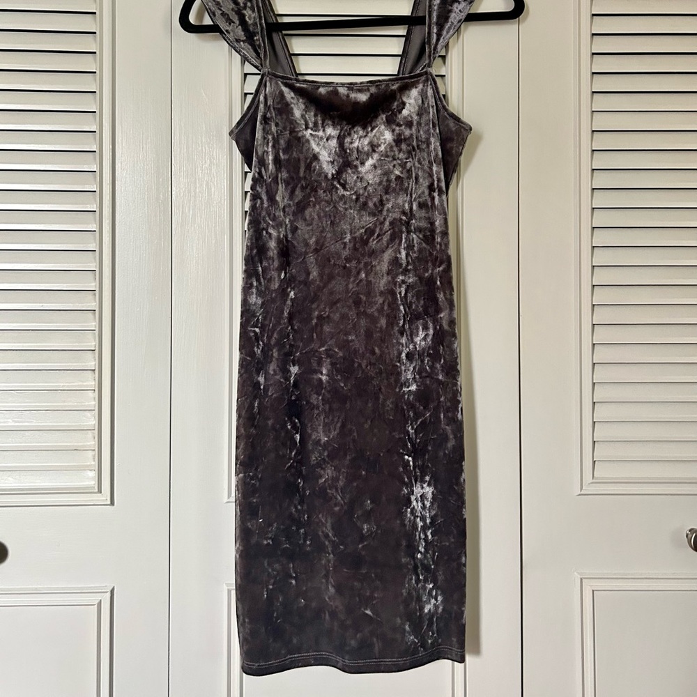 Purple suede/velvet bodycon dress with straps